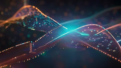 Strands of binary code and data points forming a financial DNA strand, highlighting the increasing role of technology in finance. . - Powered by Adobe