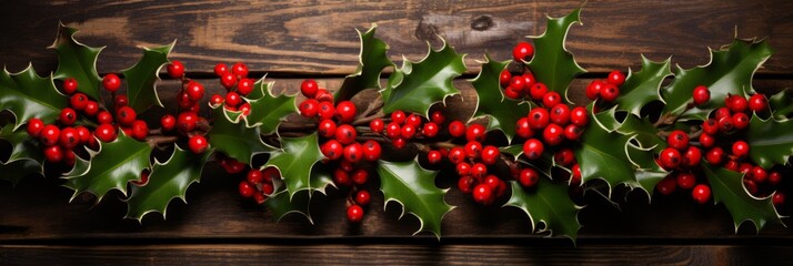 A Festive Embellishment for the Holiday Season: A Simple Yet Elegant Green and Red Holly Wreath Adorned with Vibrant Berries and Lush Leaves