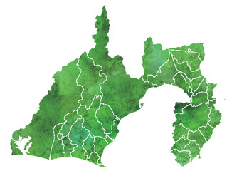 静岡　地図　水彩　緑　アイコン