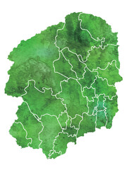 栃木　地図　水彩　緑　アイコン