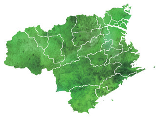 徳島　地図　水彩　緑　アイコン