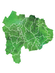 山梨　地図　水彩　緑　アイコン
