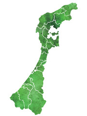 石川　地図　水彩　緑　アイコン
