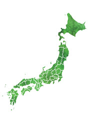 日本　地図　水彩　緑　アイコン