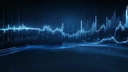 A depiction of digitalization and technology in the world of finance, with a digital chart and abstract binary code in a dark blue setting. . - Powered by Adobe