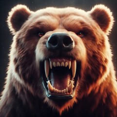 Moody bear. Generative AI.