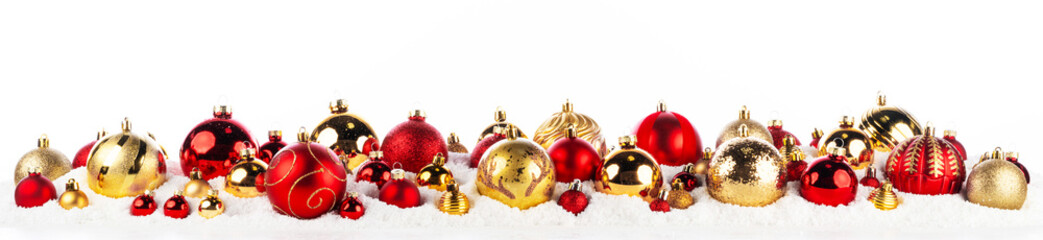 gold and red christmas balls long frame