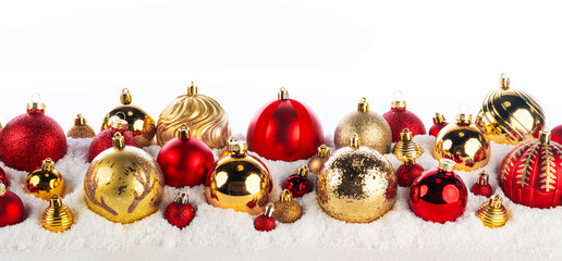 gold and red christmas balls long frame