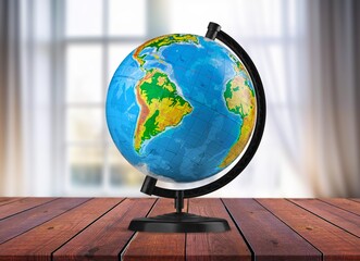 World, globe or school earth model on the desk