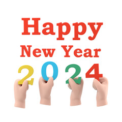 Happy New Year 2024. Team businessmen holding numbers 2024,and text congratulations,greetings.Supports PNG files with transparent backgrounds.
