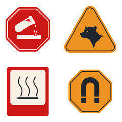 Danger Warning Attention Icon. With Different Types Warning. Vector Illustration Set.