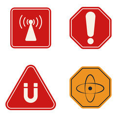 Danger Warning Attention Icon. With Different Types Warning. Vector Illustration Set.