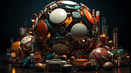 TechSportCraft Vision: 3D Illustrations of Smart Sports Equipment Revolutionizing the Game