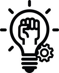 strength icon vector hand lightbulb sign