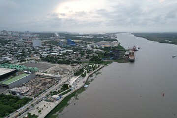 Aerial view from over Barranquilla, Colombia