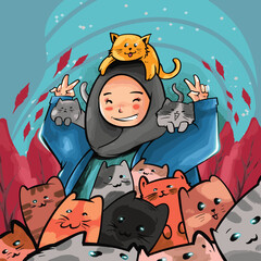 cat lover vector illustration