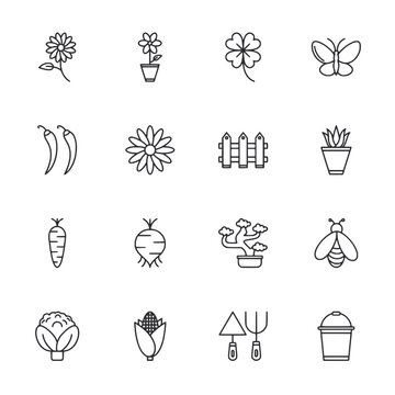 Set of icon gardening