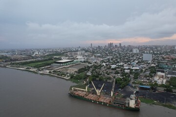 Aerial view from over Barranquilla, Colombia