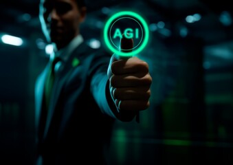Businessman Approving Artificial General Intelligence (AGI) Concept