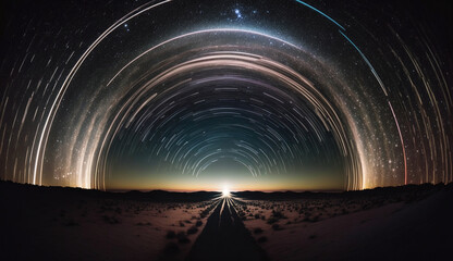 earth, night sky, symmetrical circles of light