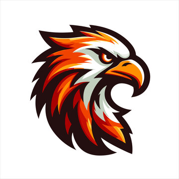 eagle side head logo design, orange eagle, esport logo