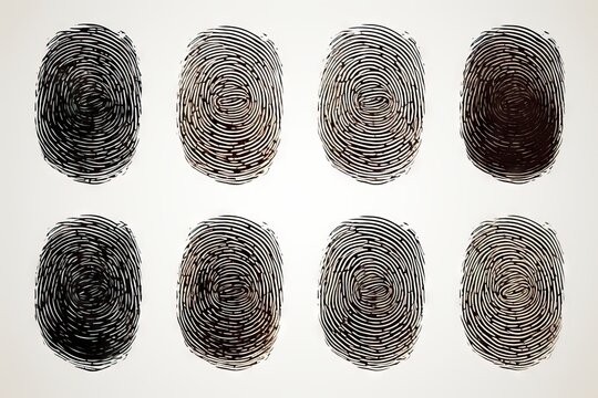 isolated set thumbprint fingerprint print finger identity crime pattern black macro mark criminal identification police thieving unique id security detective ink