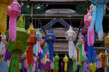 Fototapeta premium Lanna Lanterns Adorning Yi Peng Festival