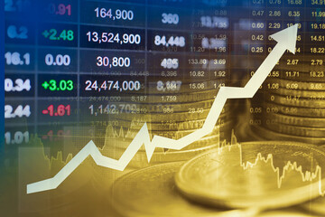 Stock market finance business, economy trend graph digital technology.