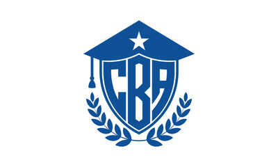 CBA three letter iconic academic logo design vector template. monogram, abstract, school, college, university, graduation cap symbol logo, shield, model, institute, educational, coaching canter, tech
