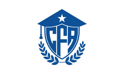CFA three letter iconic academic logo design vector template. monogram, abstract, school, college, university, graduation cap symbol logo, shield, model, institute, educational, coaching canter, tech