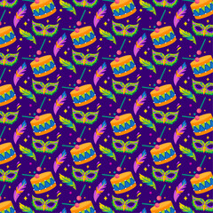 Flat Mardi Gras Pattern Design