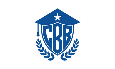 CBB three letter iconic academic logo design vector template. monogram, abstract, school, college, university, graduation cap symbol logo, shield, model, institute, educational, coaching canter, tech