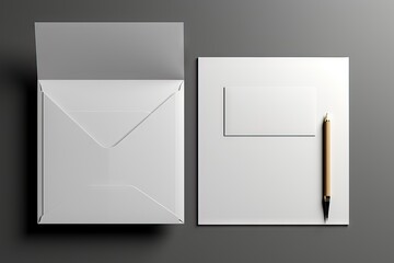 illustration 3D background gray isolated mock card business folder reinforced pocket single size A4 mockup up white presentation template blank catalog
