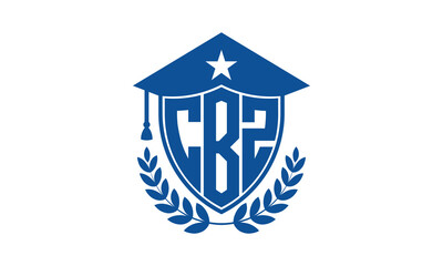CBZ three letter iconic academic logo design vector template. monogram, abstract, school, college, university, graduation cap symbol logo, shield, model, institute, educational, coaching canter, tech