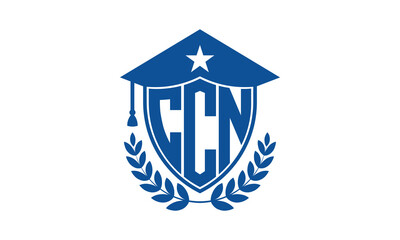 CCN three letter iconic academic logo design vector template. monogram, abstract, school, college, university, graduation cap symbol logo, shield, model, institute, educational, coaching canter, tech