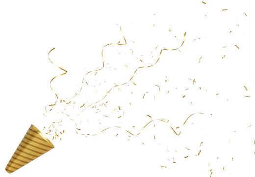 3d render of party popper flying for celebrate.