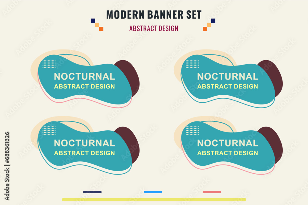 Wall mural modern title banner set, with different shapes and colors. title box template, ready to use for prin