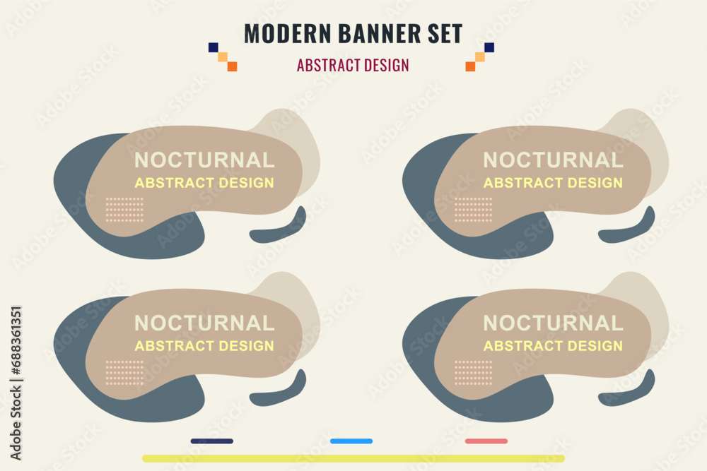 Wall mural modern title banner set, with different shapes and colors. title box template, ready to use for prin