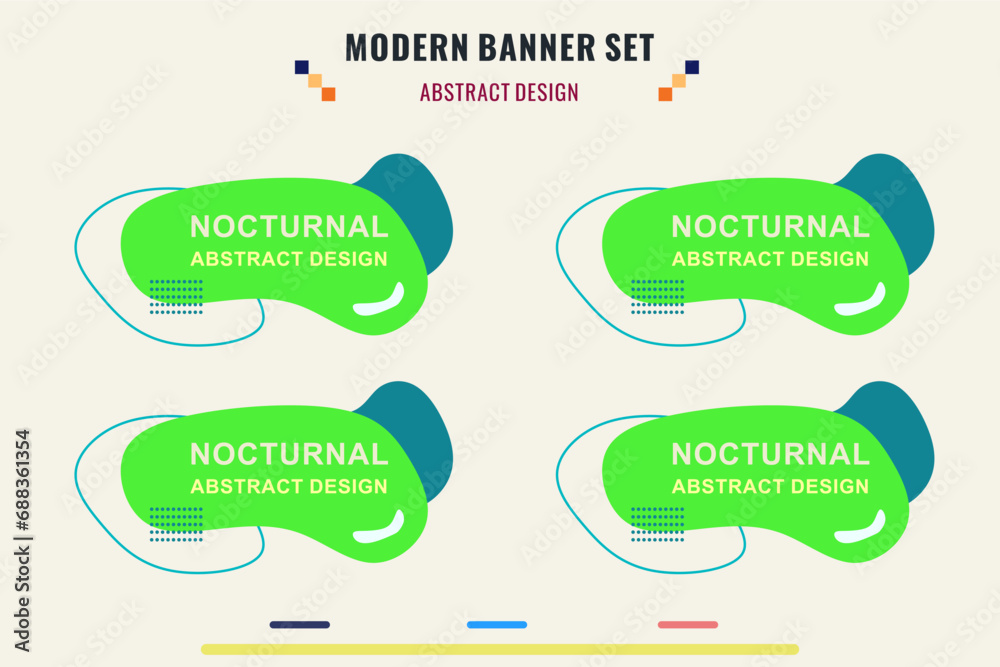 Wall mural modern title banner set, with different shapes and colors. title box template, ready to use for prin