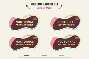 Modern title banner set, with different shapes and colors. Title box template, ready to use for print design and web design.