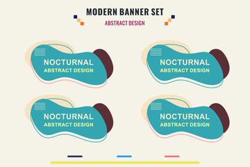 Modern title banner set, with different shapes and colors. Title box template, ready to use for print design and web design.