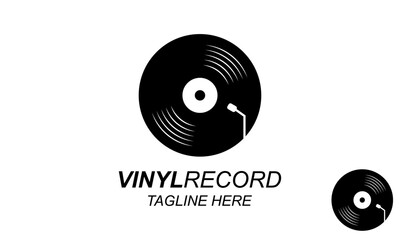 Vinyl Disk Record Logo Design Template.