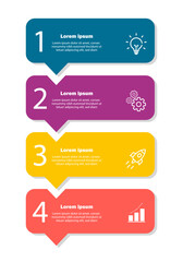 Business infographic design template with 4 process steps options. For work and website design