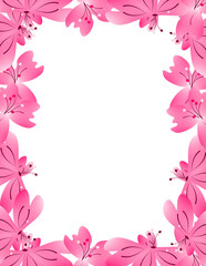 Flower Frame Clipart. Purple Flowers Border Illustartion. Flower Bloom Background