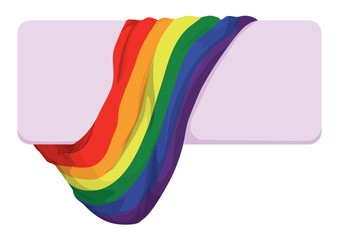 Template label decorated with rainbow flag, Vector illustration