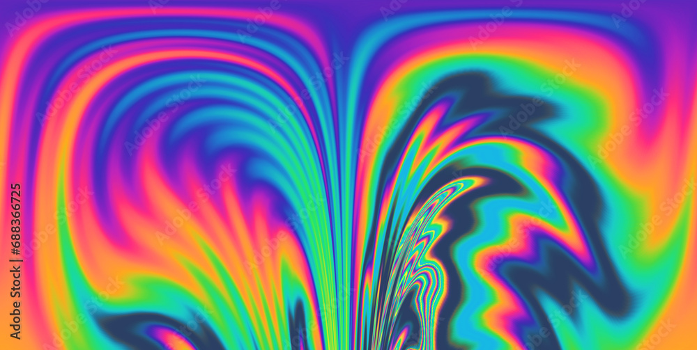 Aufkleber 
A vivid and mesmerizing scene filled with neon-toned glitched patterns, elevated by an enchanting polarization effect, creating a vibrant and trippy backdrop.