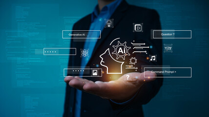 AI, Artificial Intelligence. businessman using technology smart robot AI, artificial intelligence...