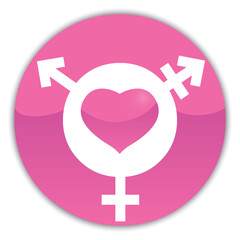 Obraz premium Transgender symbol with heart icon on pink button, Vector illustration
