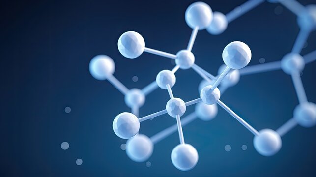 3d illustration of white atom or molecule structure on