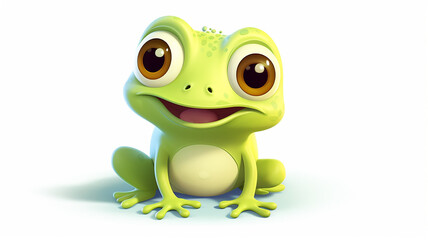 cute cartoon frog with big eyes and smile, illustration for kids